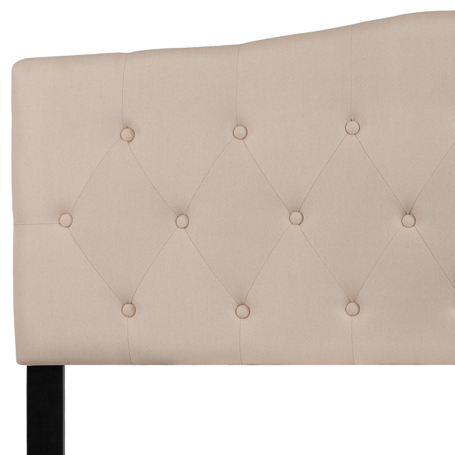 Cambridge Tufted Upholstered Queen Size Headboard in Beige Fabric Beige