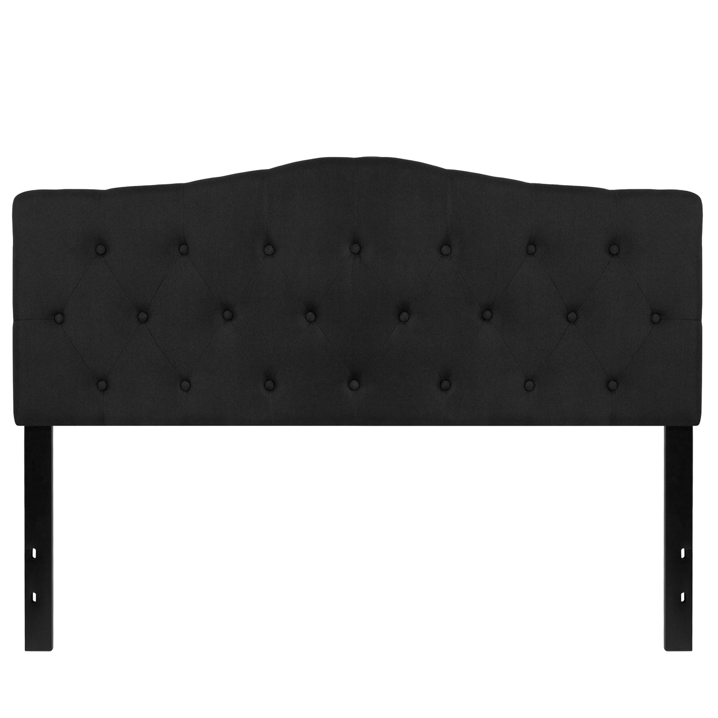 Cambridge Tufted Upholstered Queen Size Headboard in Black Fabric Black