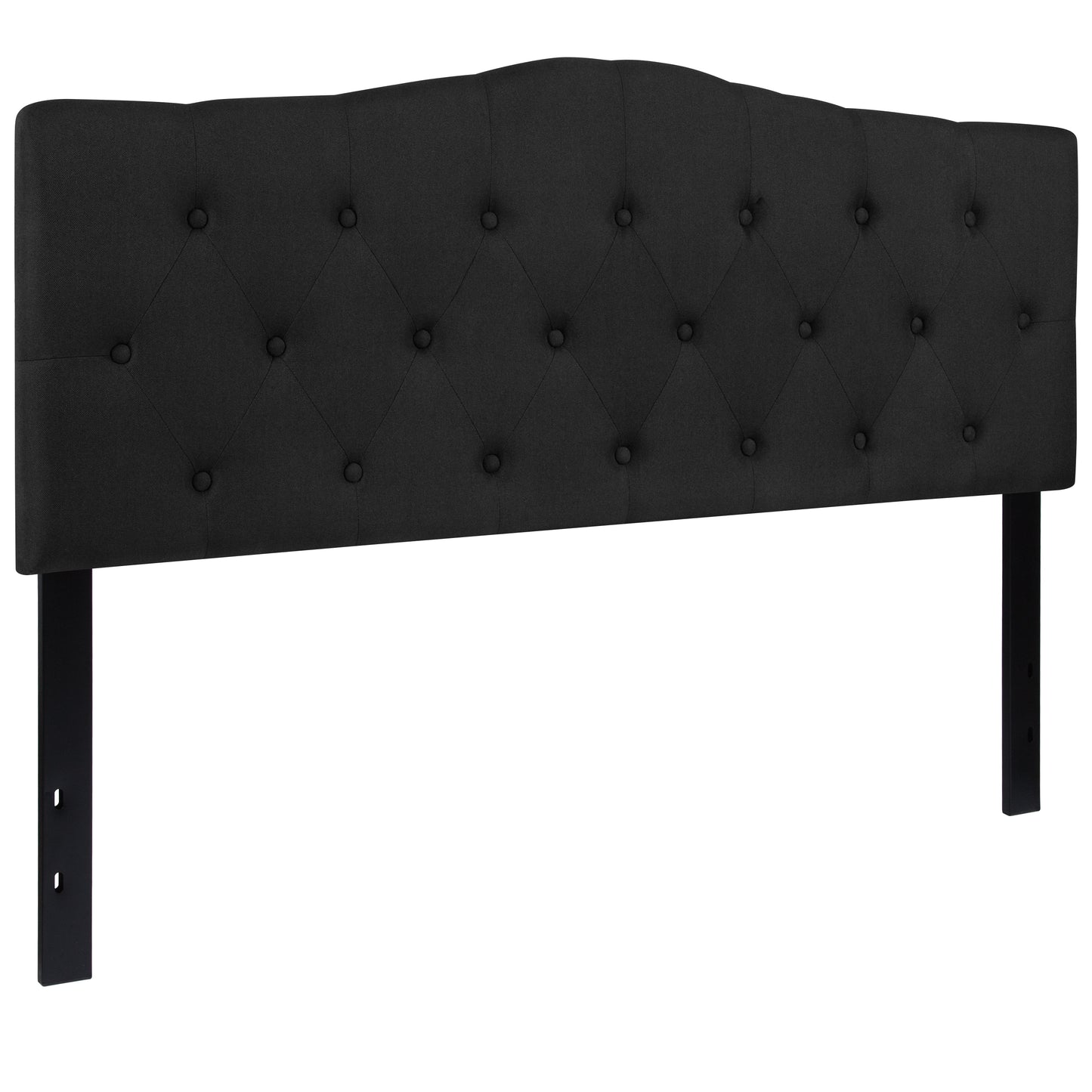 Cambridge Tufted Upholstered Queen Size Headboard in Black Fabric Black