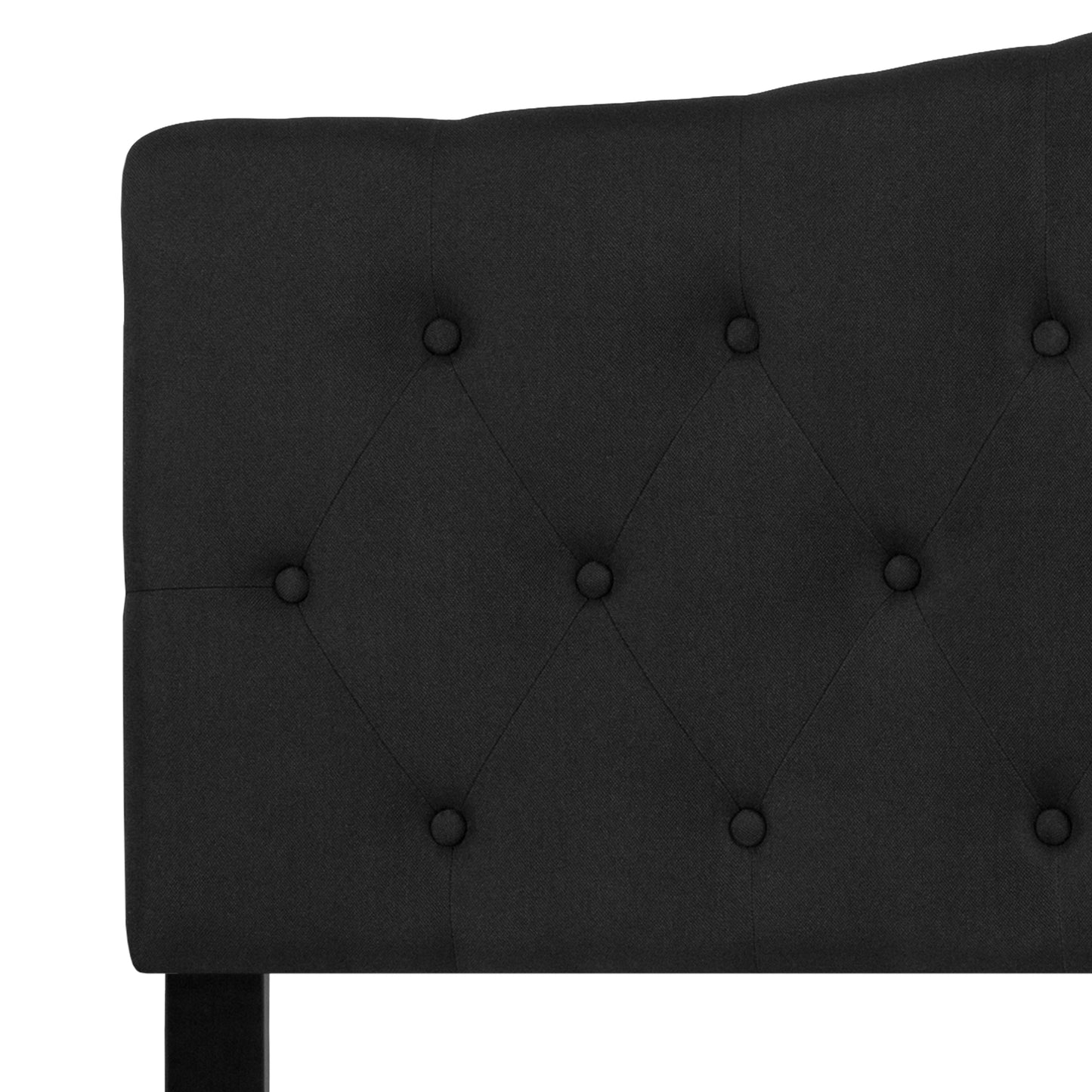 Cambridge Tufted Upholstered Queen Size Headboard in Black Fabric Black