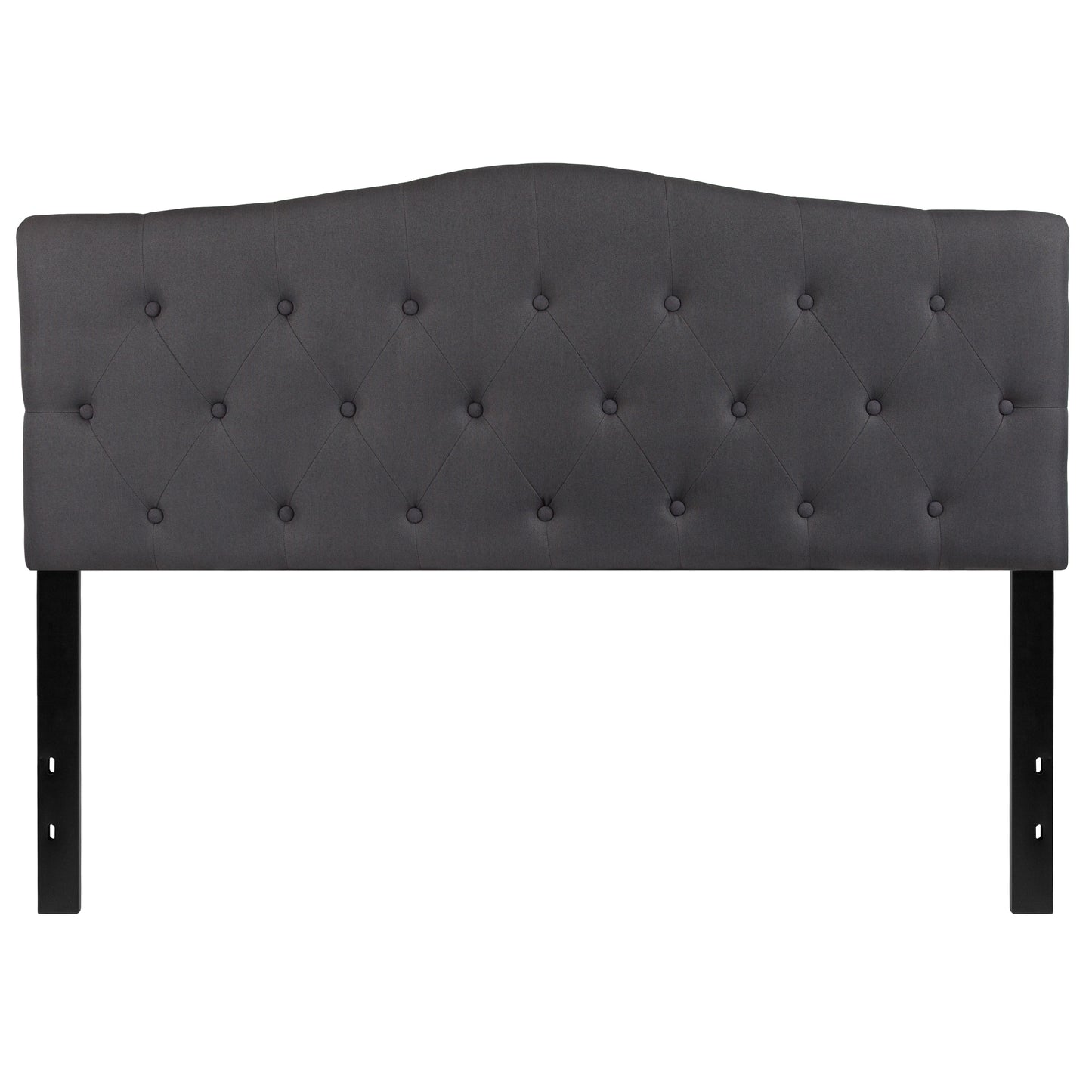 Cambridge Tufted Upholstered Queen Size Headboard in Dark Gray Fabric Dark Gray