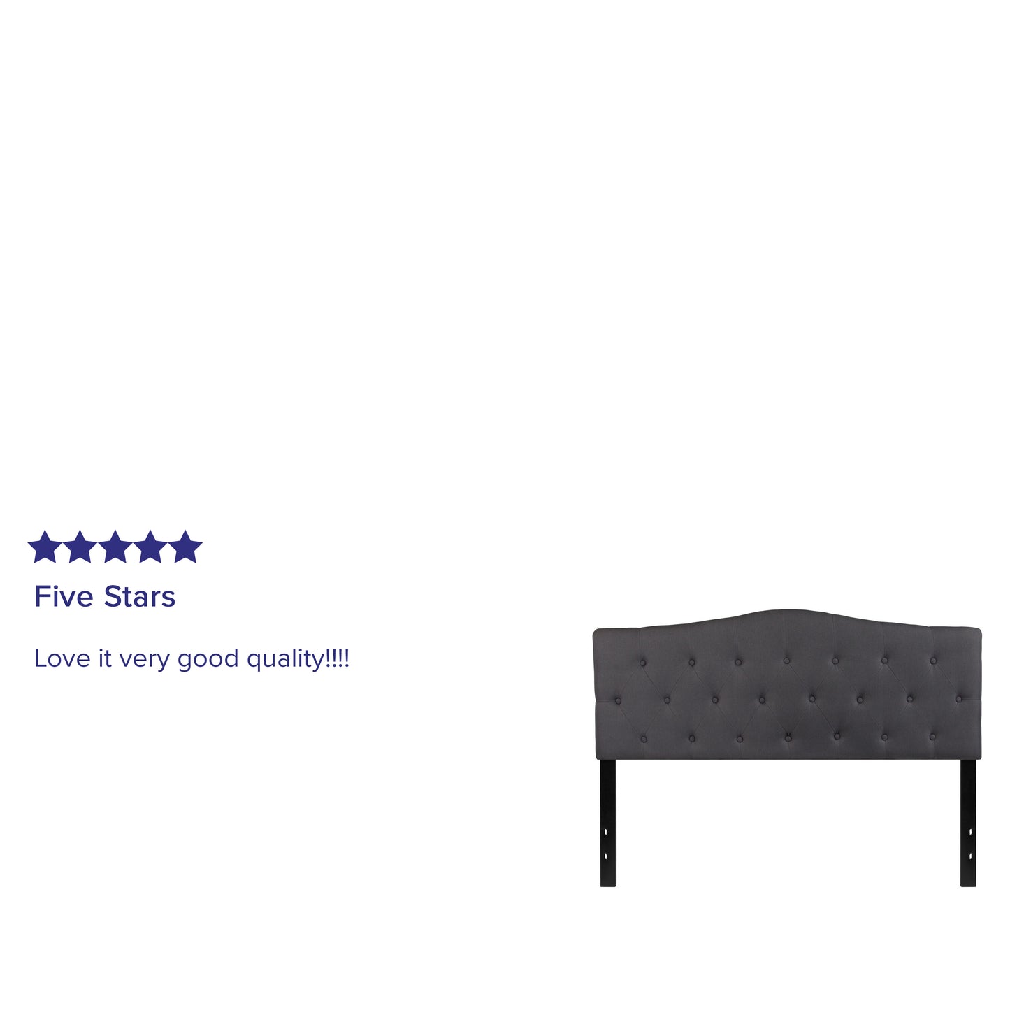 Cambridge Tufted Upholstered Queen Size Headboard in Dark Gray Fabric Dark Gray