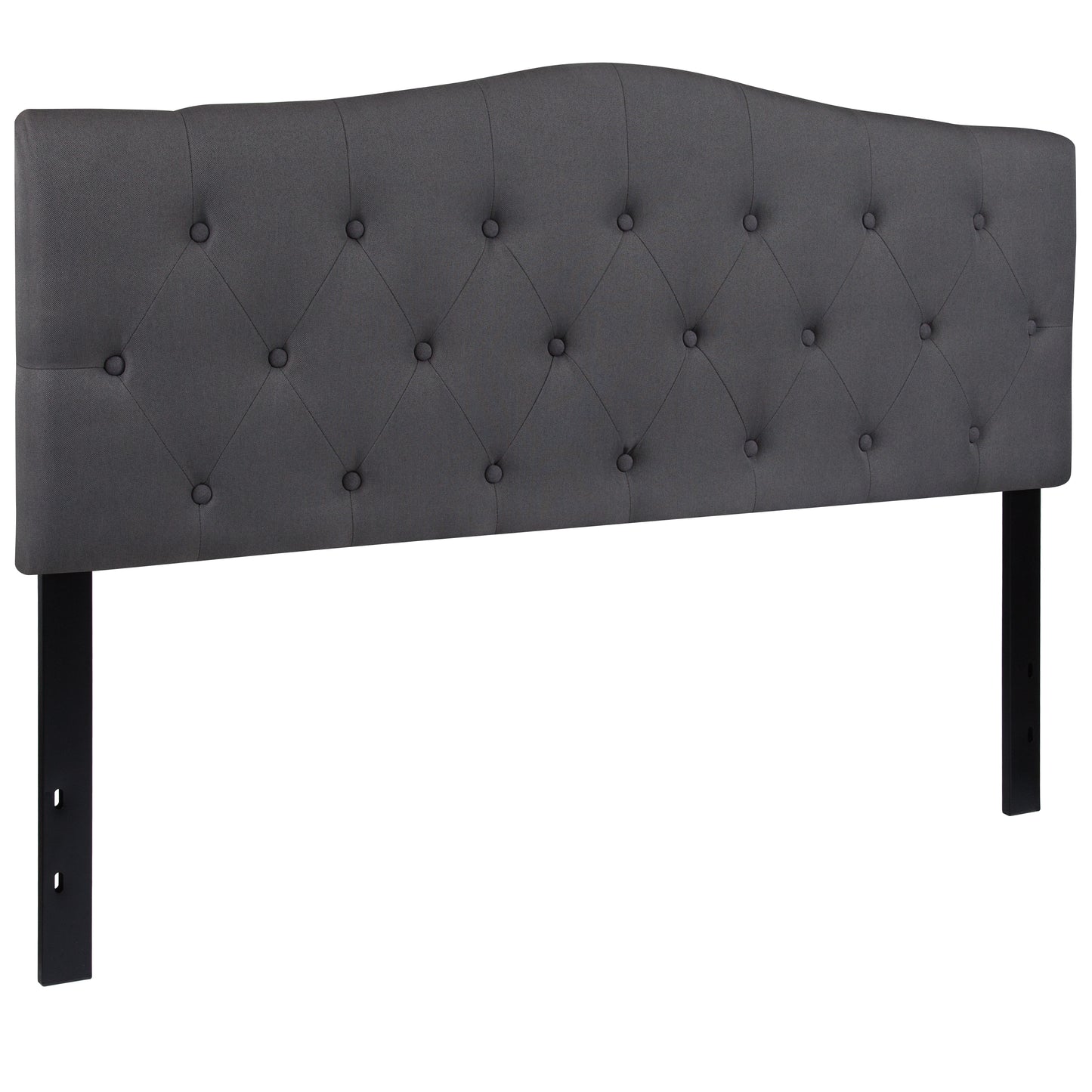 Cambridge Tufted Upholstered Queen Size Headboard in Dark Gray Fabric Dark Gray
