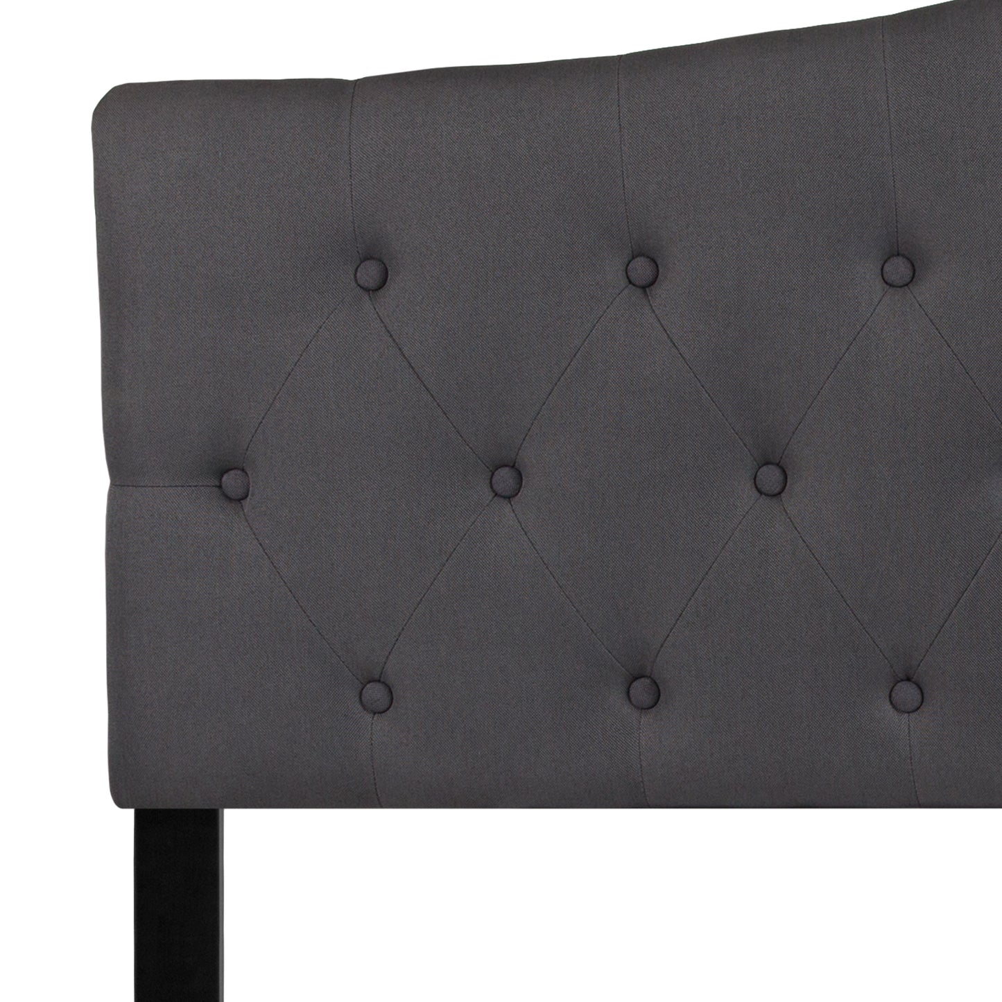 Cambridge Tufted Upholstered Queen Size Headboard in Dark Gray Fabric Dark Gray