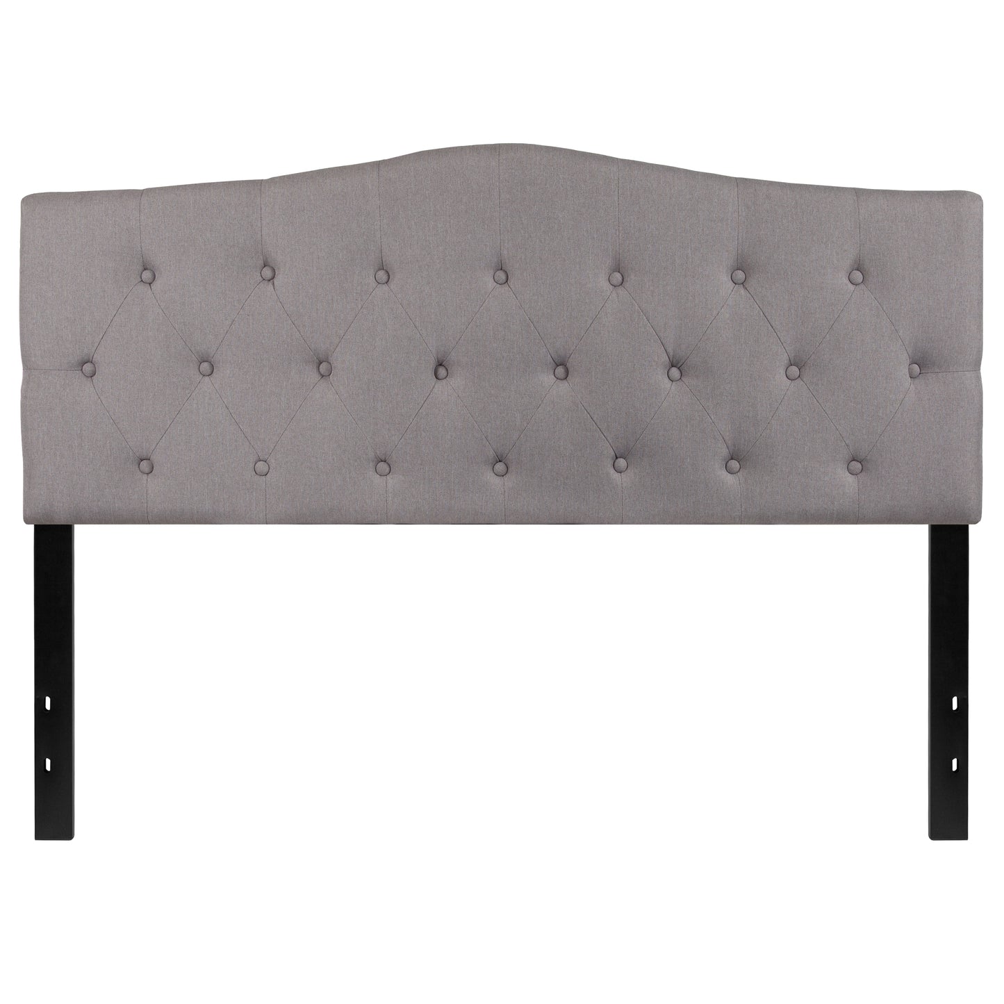 Cambridge Tufted Upholstered Queen Size Headboard in Light Gray Fabric Light Gray