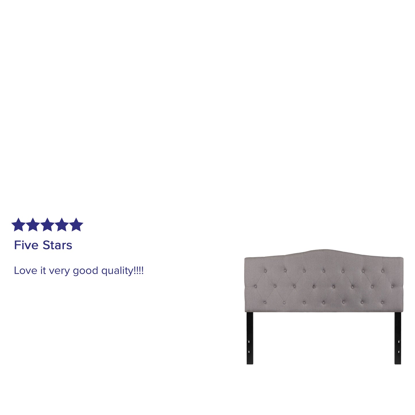 Cambridge Tufted Upholstered Queen Size Headboard in Light Gray Fabric Light Gray