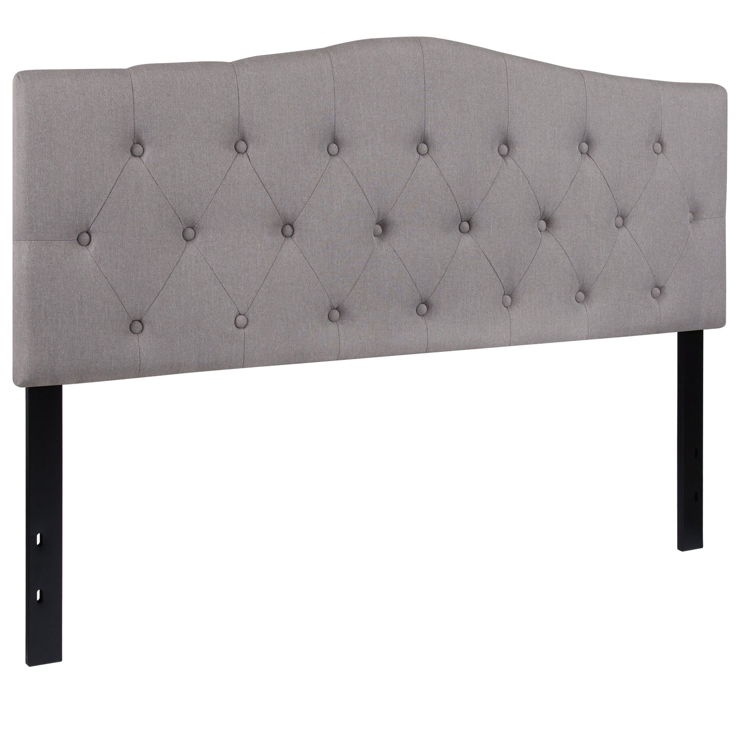 Cambridge Tufted Upholstered Queen Size Headboard in Light Gray Fabric Light Gray