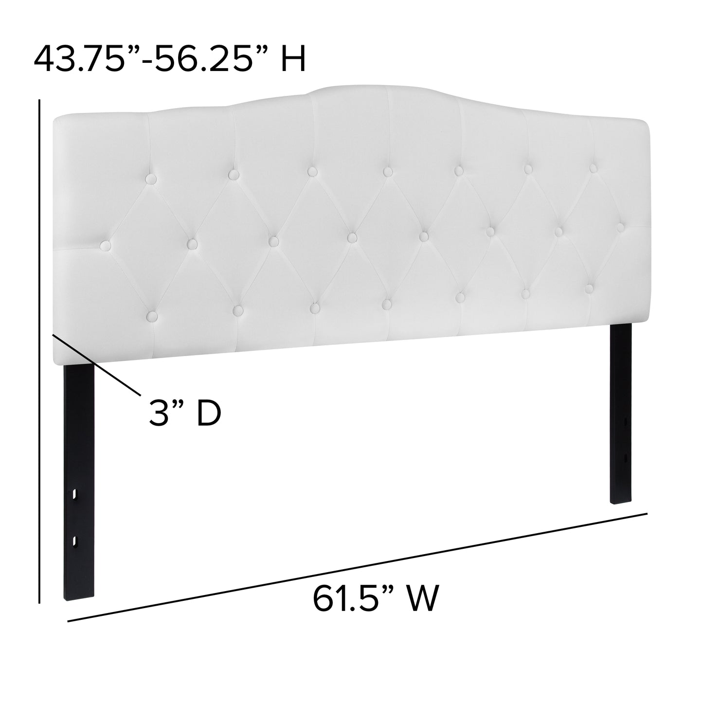 Cambridge Tufted Upholstered Queen Size Headboard in White Fabric White