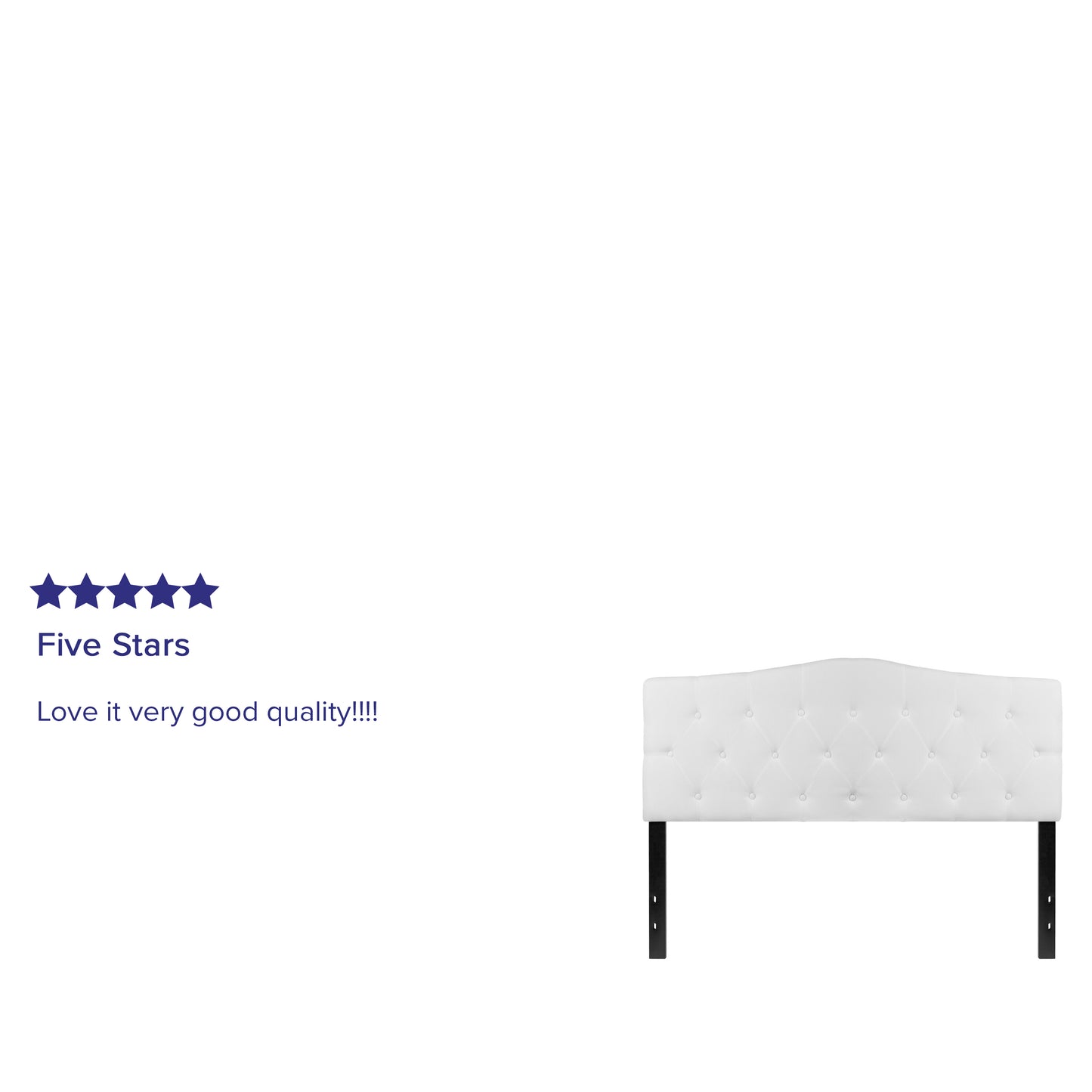 Cambridge Tufted Upholstered Queen Size Headboard in White Fabric White
