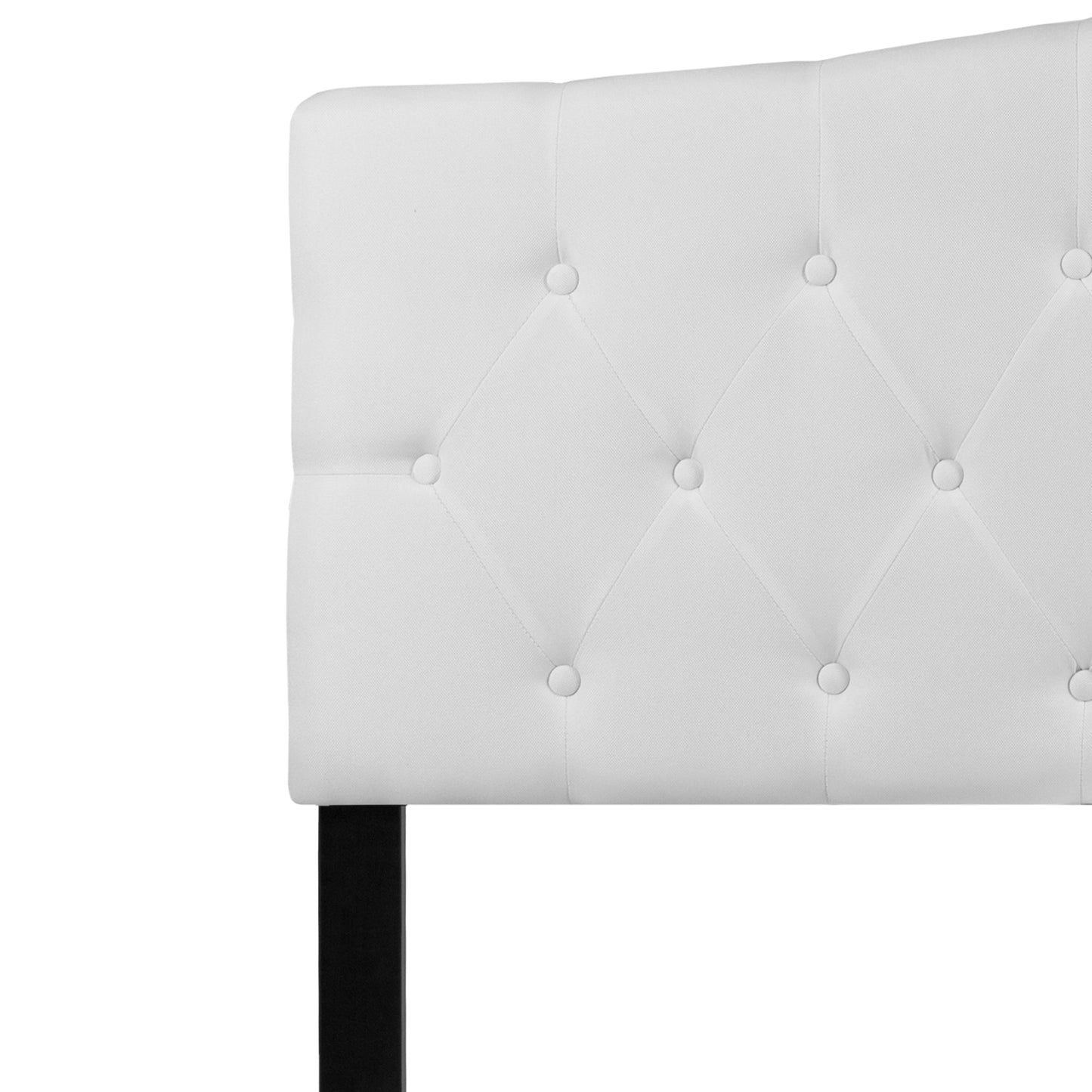 Cambridge Tufted Upholstered Queen Size Headboard in White Fabric White