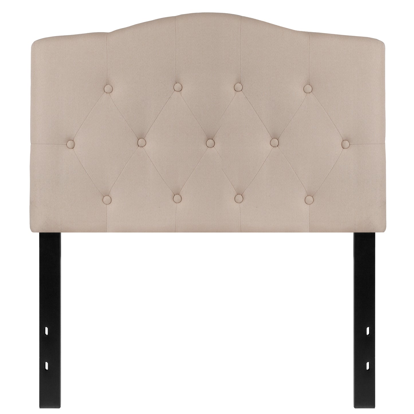Cambridge Tufted Upholstered Twin Size Headboard in Beige Fabric Beige