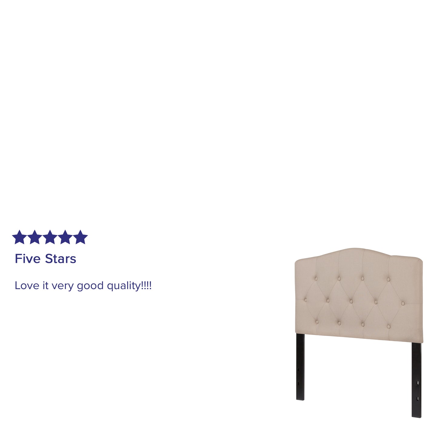 Cambridge Tufted Upholstered Twin Size Headboard in Beige Fabric Beige