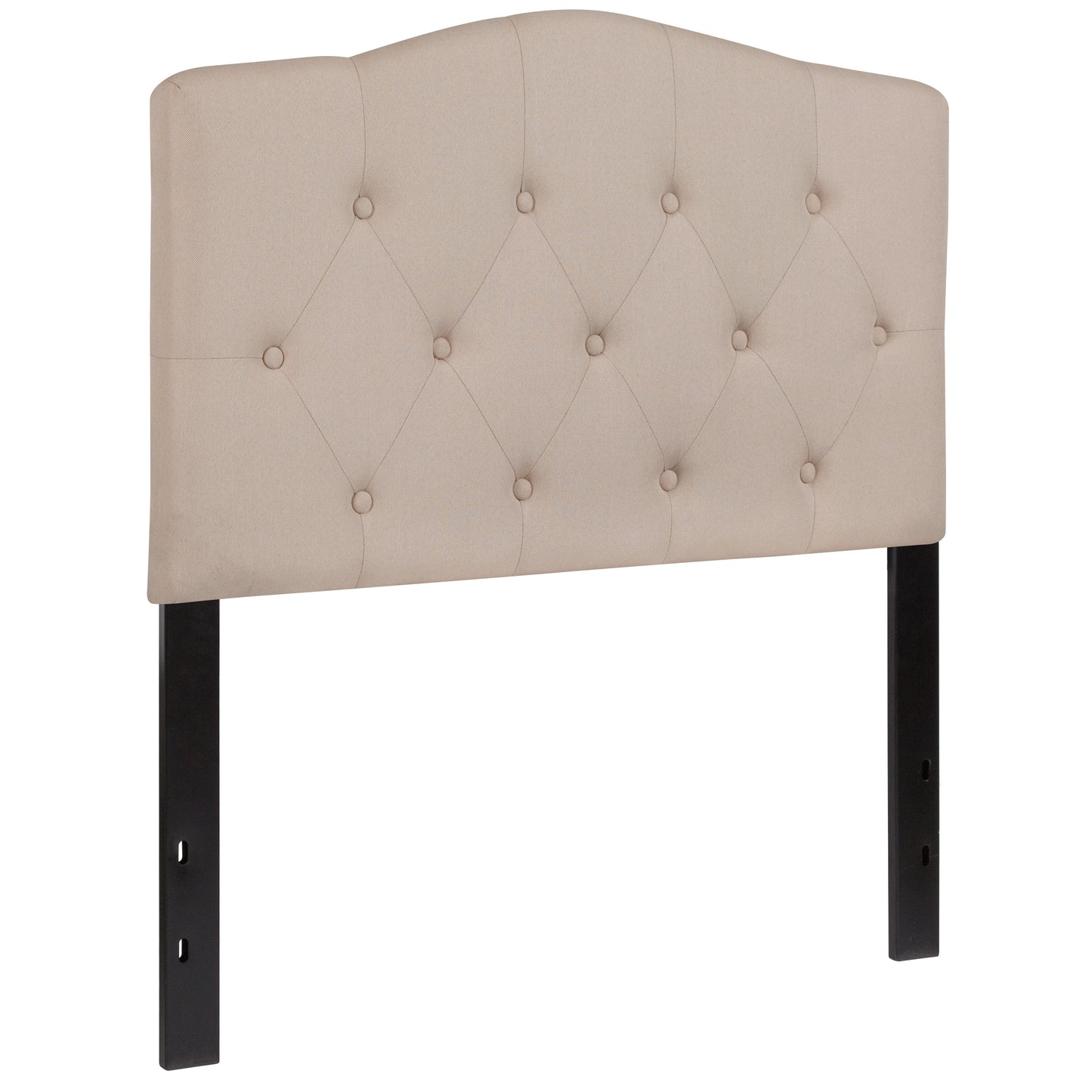 Cambridge Tufted Upholstered Twin Size Headboard in Beige Fabric Beige