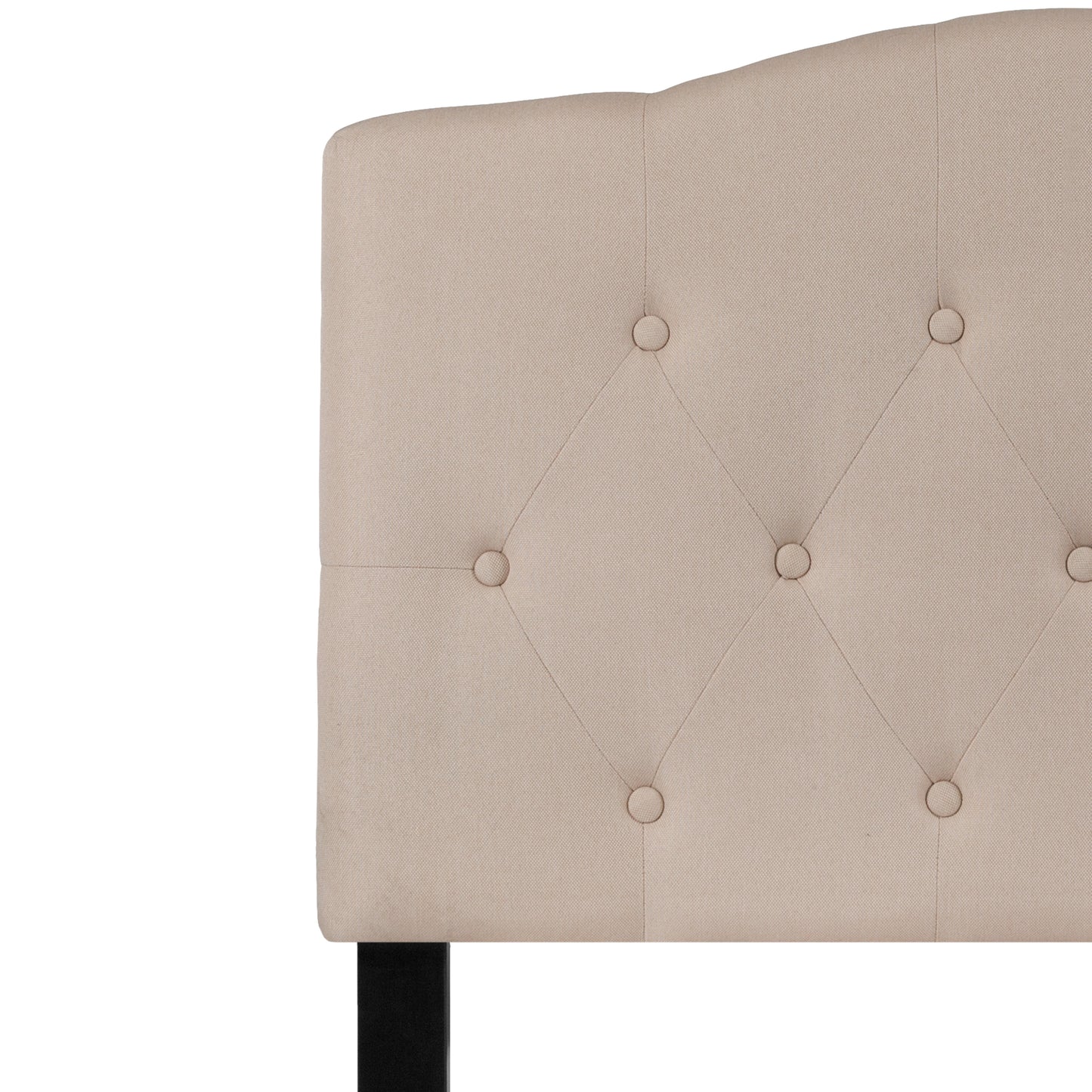 Cambridge Tufted Upholstered Twin Size Headboard in Beige Fabric Beige