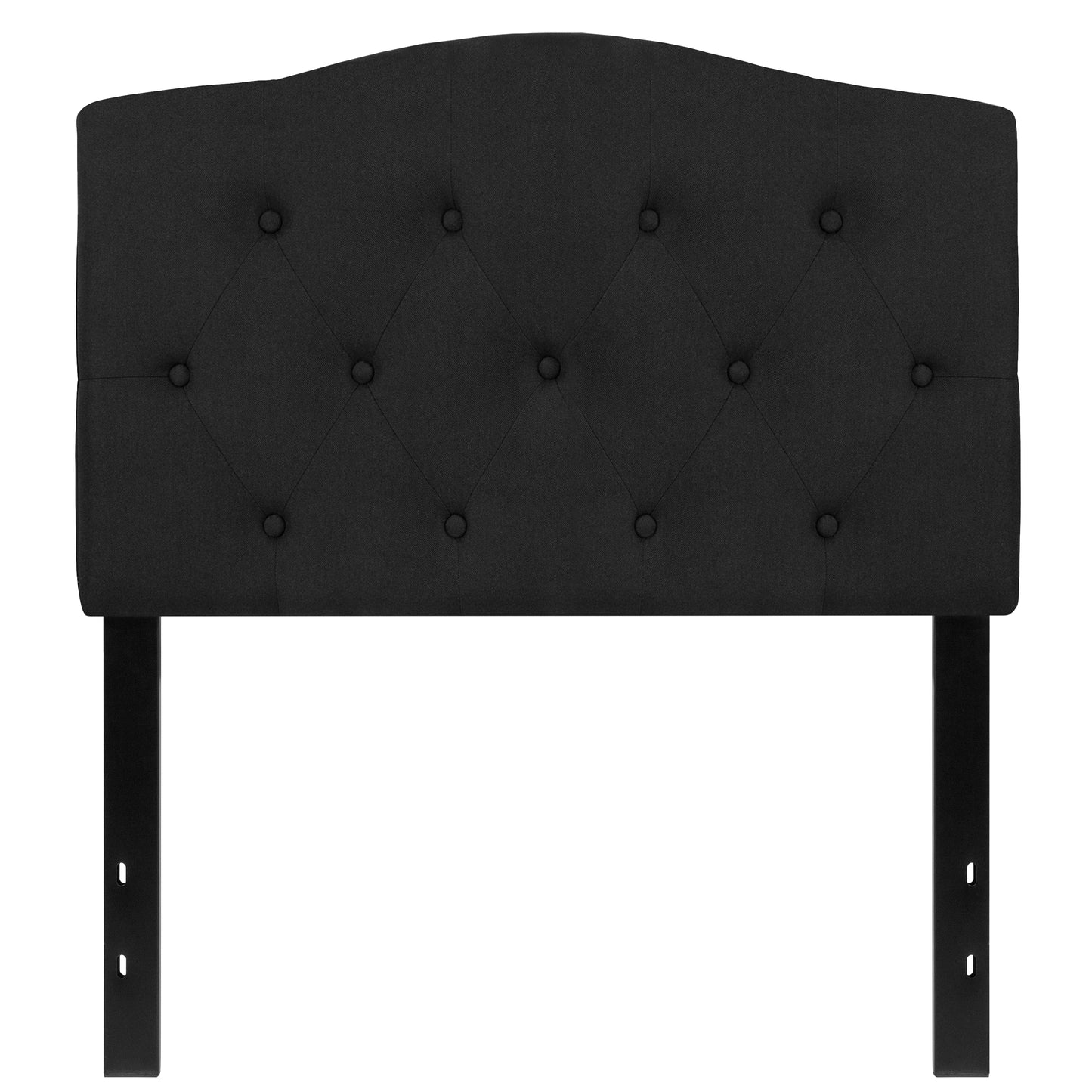 Cambridge Tufted Upholstered Twin Size Headboard in Black Fabric Black