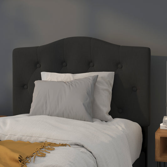 Cambridge Tufted Upholstered Twin Size Headboard in Black Fabric Black