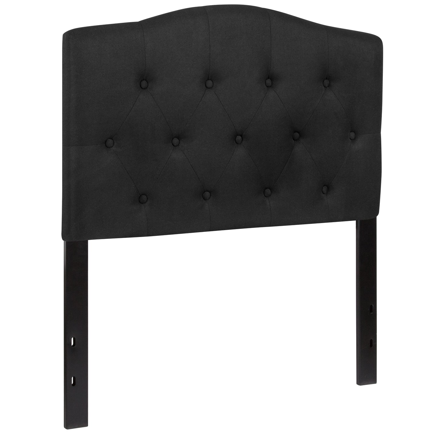 Cambridge Tufted Upholstered Twin Size Headboard in Black Fabric Black