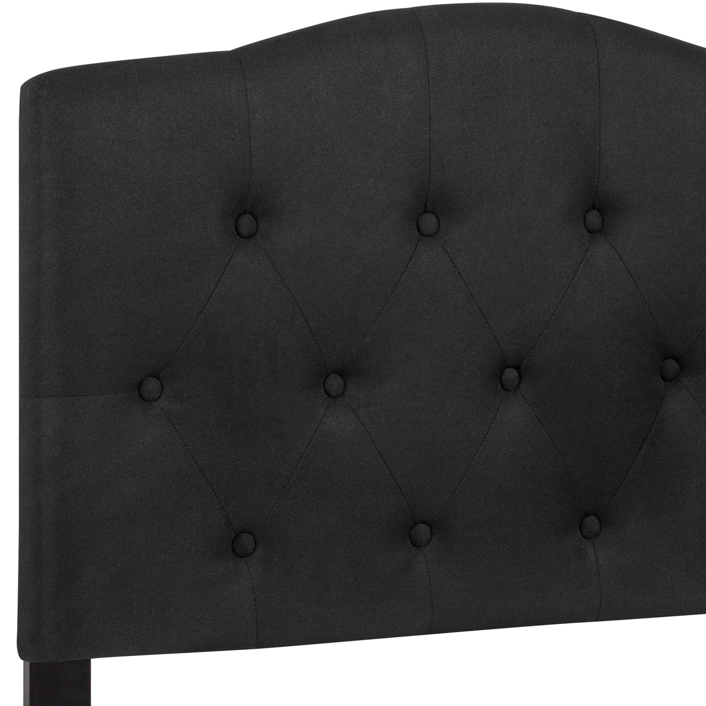 Cambridge Tufted Upholstered Twin Size Headboard in Black Fabric Black