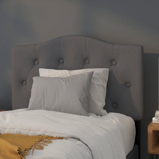 Cambridge Tufted Upholstered Twin Size Headboard in Dark Gray Fabric Dark Gray