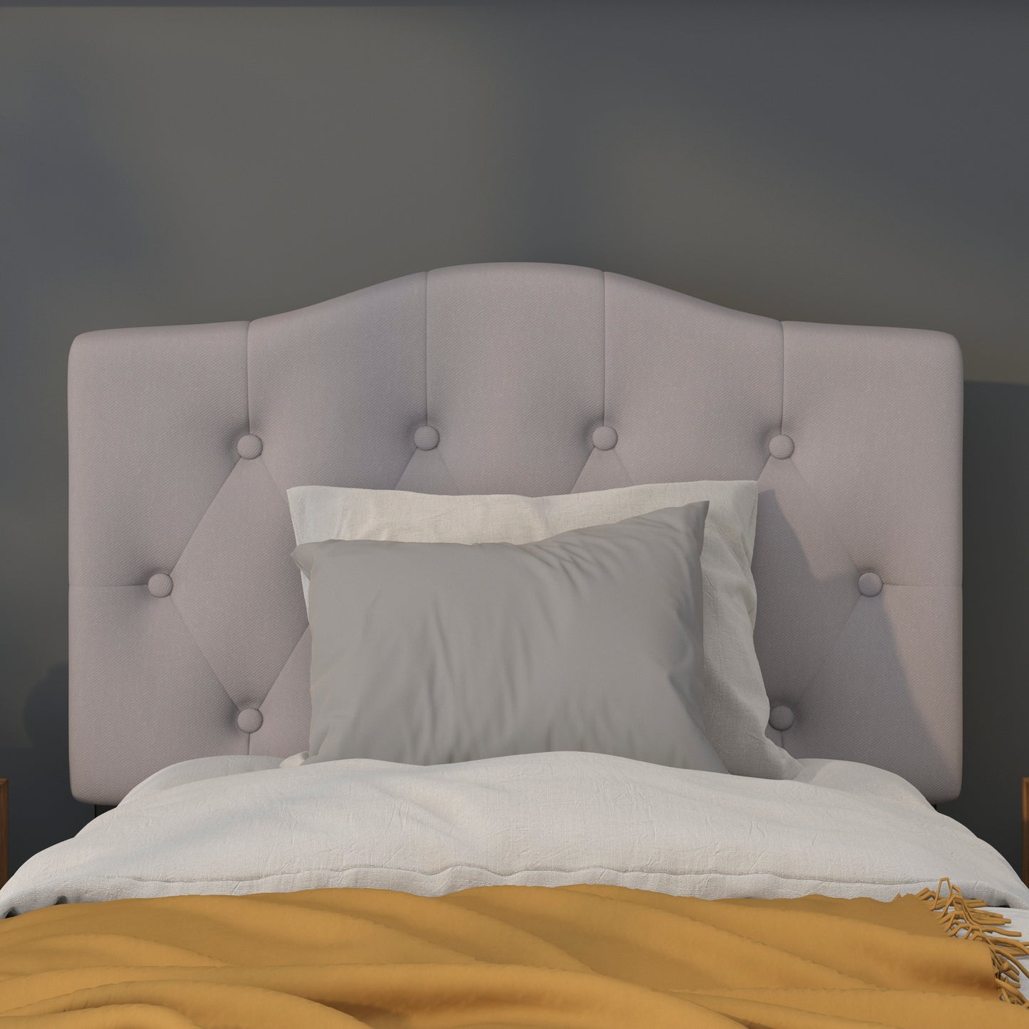 Cambridge Tufted Upholstered Twin Size Headboard in Light Gray Fabric Light Gray HG-HB1708-T-LG-GG