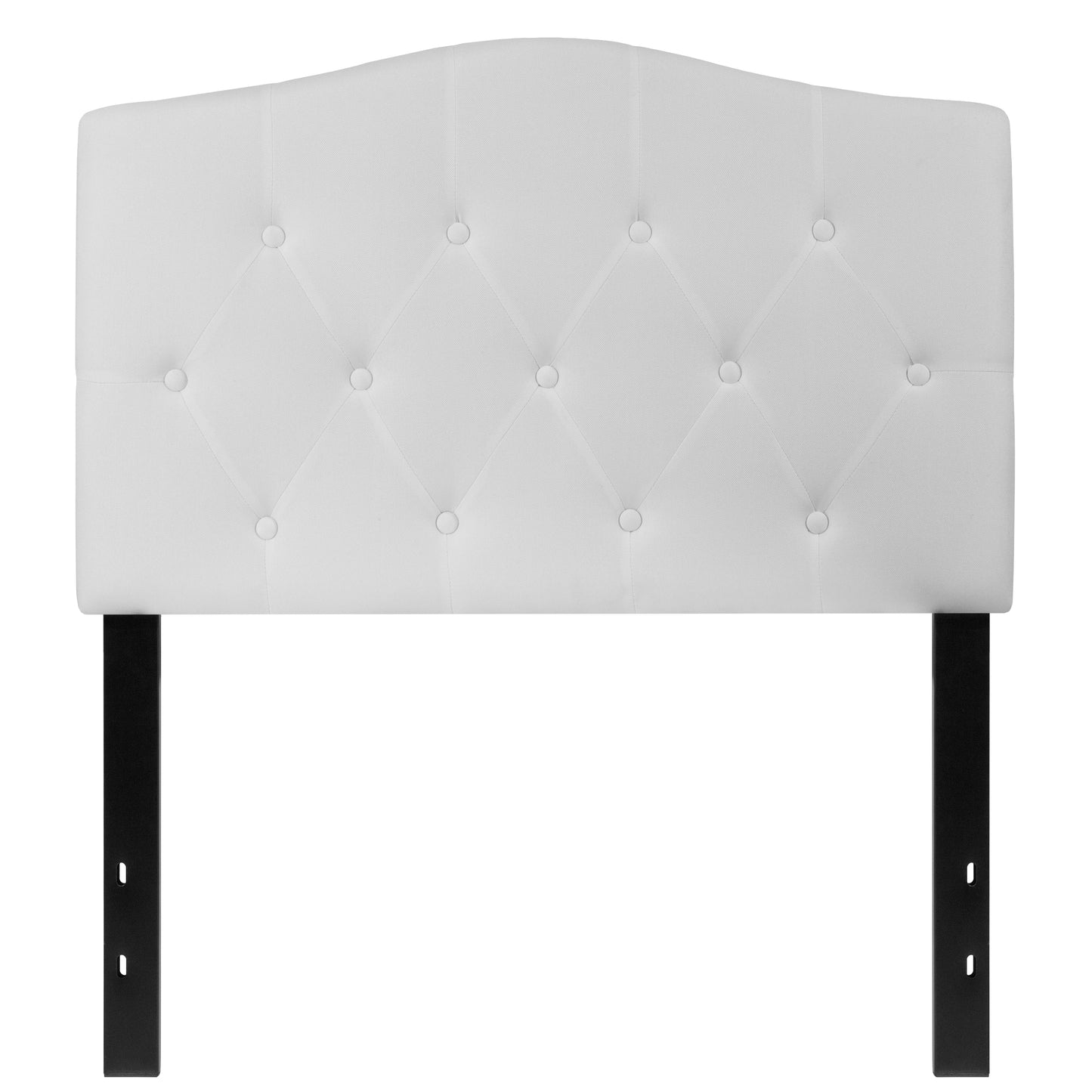 Cambridge Tufted Upholstered Twin Size Headboard in White Fabric White
