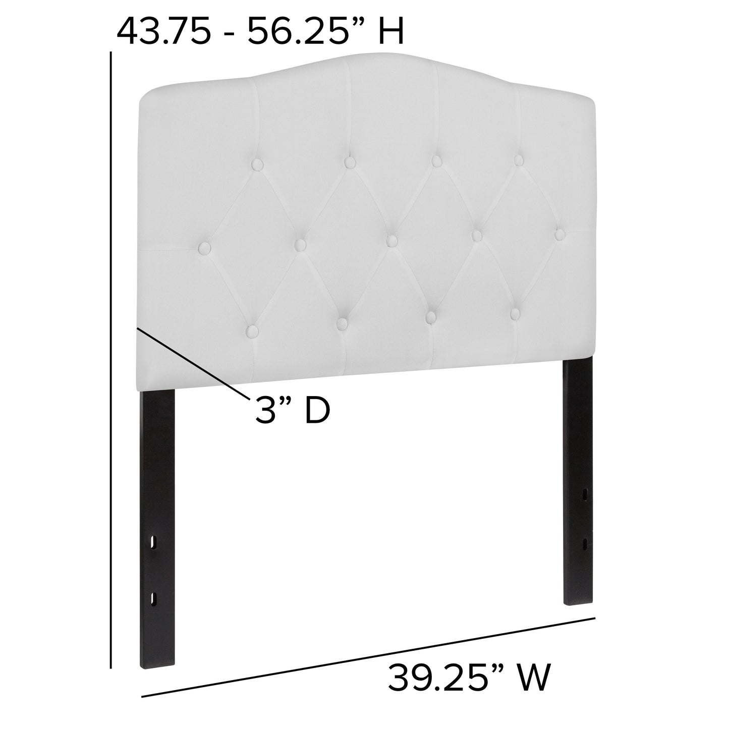 Cambridge Tufted Upholstered Twin Size Headboard in White Fabric White