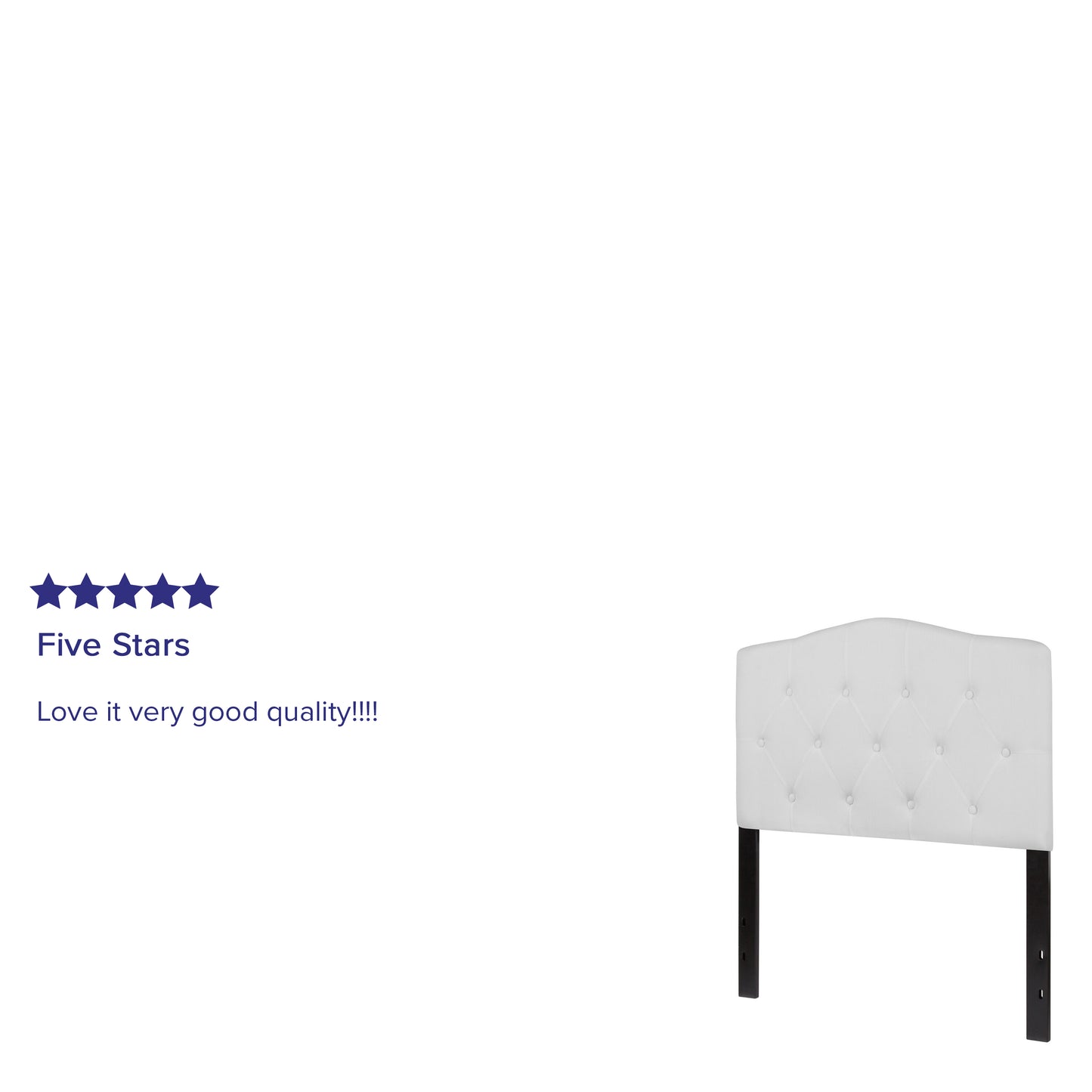 Cambridge Tufted Upholstered Twin Size Headboard in White Fabric White