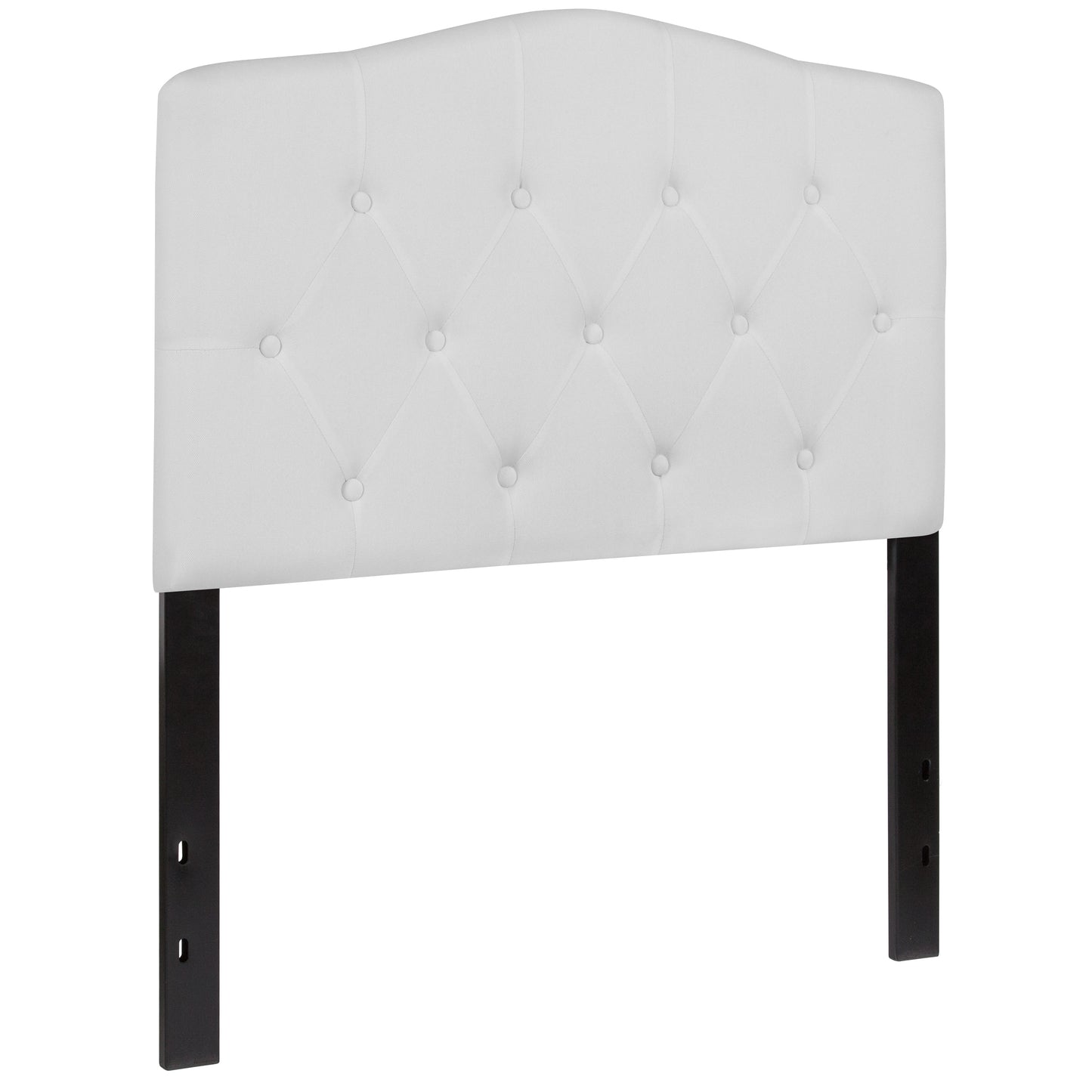 Cambridge Tufted Upholstered Twin Size Headboard in White Fabric White