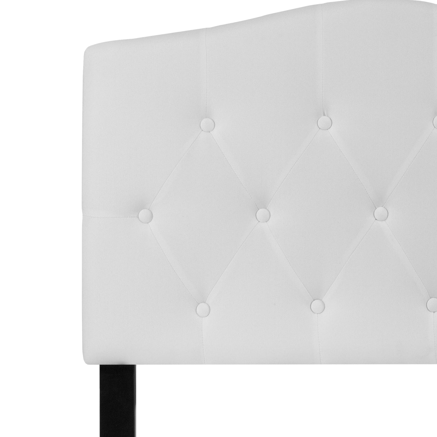 Cambridge Tufted Upholstered Twin Size Headboard in White Fabric White