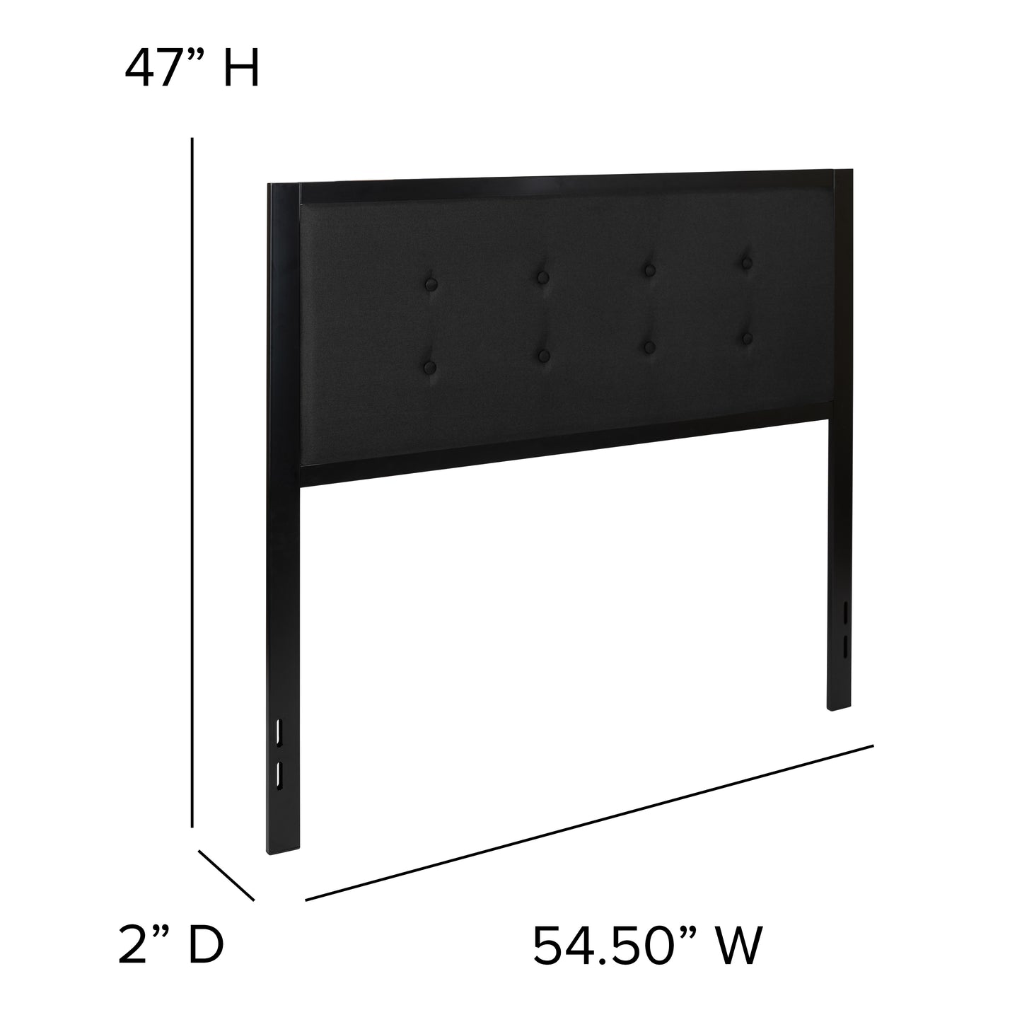 Bristol Metal Tufted Upholstered Full Size Headboard in Black Fabric Black