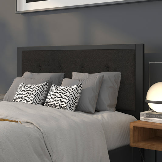 Bristol Metal Tufted Upholstered Full Size Headboard in Black Fabric Black