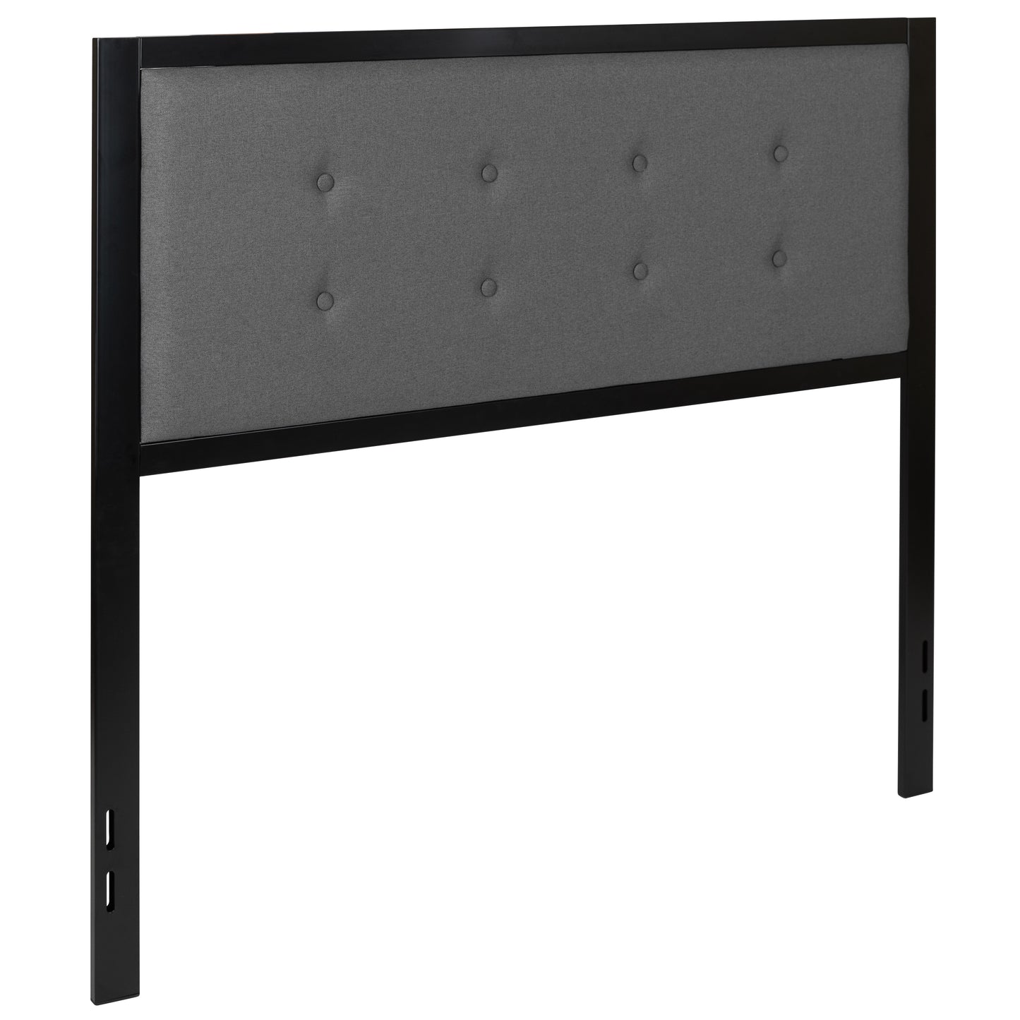 Bristol Metal Tufted Upholstered Full Size Headboard in Dark Gray Fabric Dark Gray