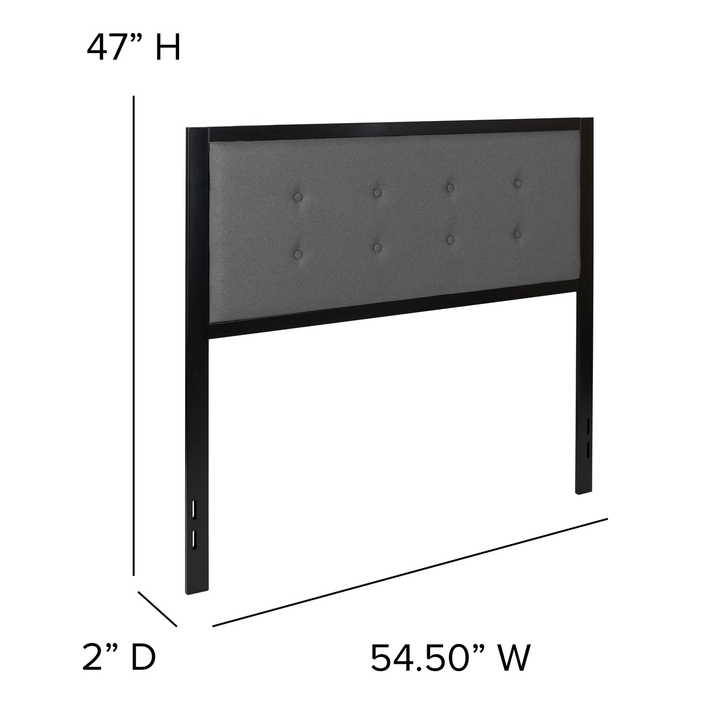 Bristol Metal Tufted Upholstered Full Size Headboard in Dark Gray Fabric Dark Gray