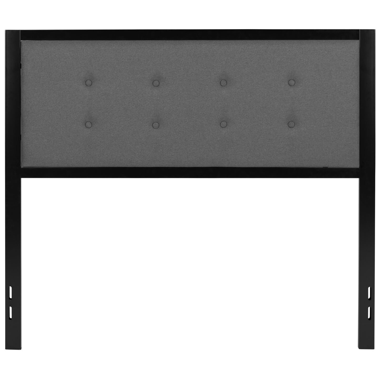Bristol Metal Tufted Upholstered Full Size Headboard in Dark Gray Fabric Dark Gray