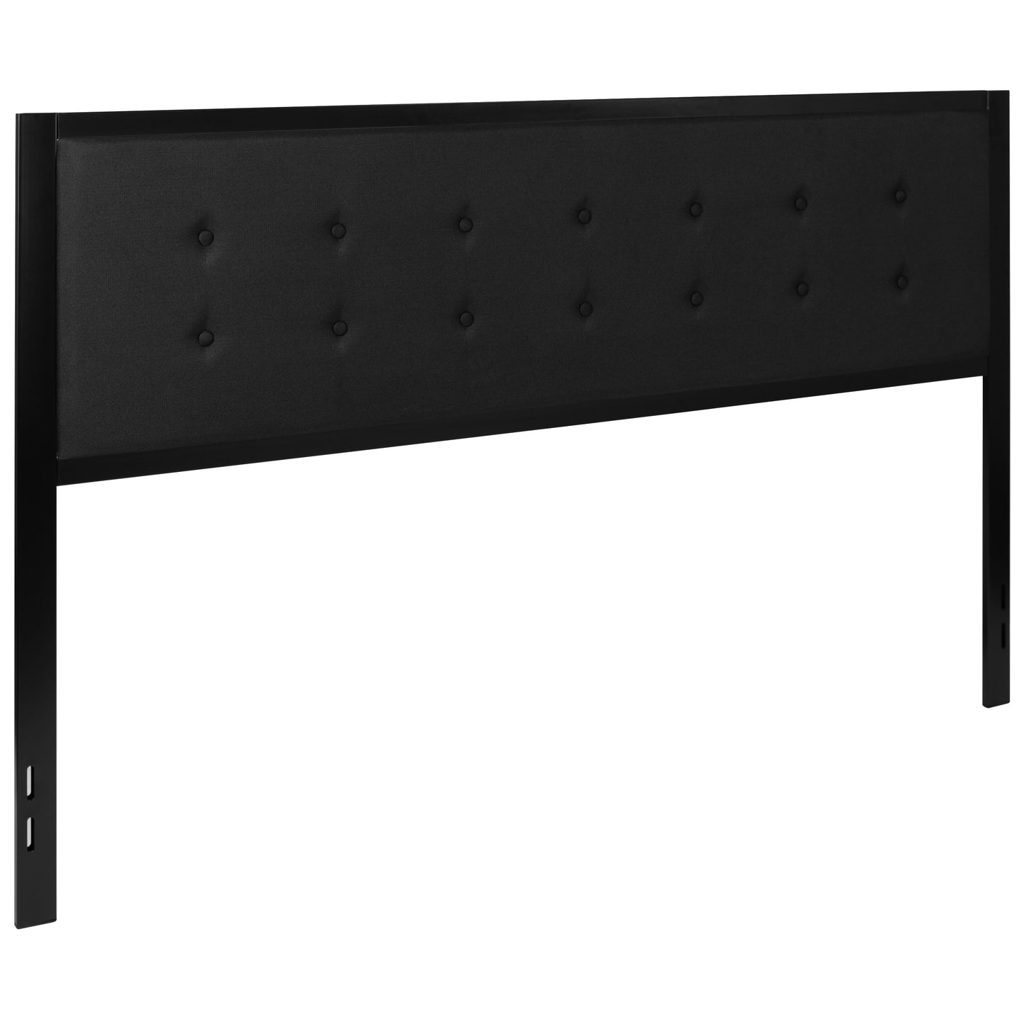 Bristol Metal Tufted Upholstered King Size Headboard in Black Fabric Black