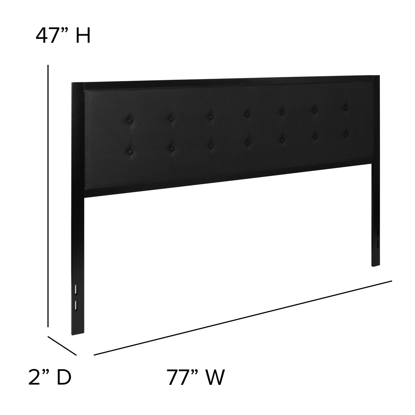 Bristol Metal Tufted Upholstered King Size Headboard in Black Fabric Black