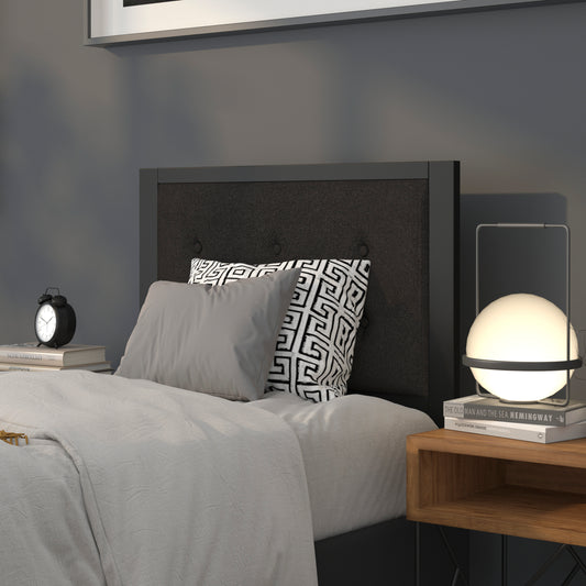 Bristol Metal Tufted Upholstered Twin Size Headboard in Black Fabric Black