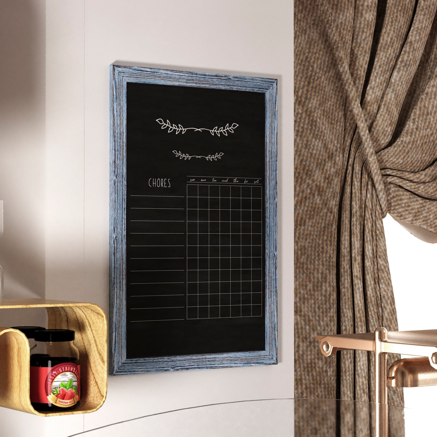 Canterbury 24" x 36" Rustic Blue Wall Mount Magnetic Chalkboard Sign with Eraser, Hanging Wall Chalkboard Memo Board for Home, School, or Business Blue HGWA-1GD-CRE8-072315-GG