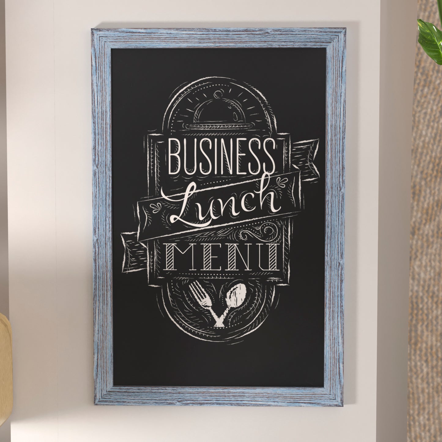 Canterbury 24" x 36" Rustic Blue Wall Mount Magnetic Chalkboard Sign with Eraser, Hanging Wall Chalkboard Memo Board for Home, School, or Business Blue HGWA-1GD-CRE8-072315-GG