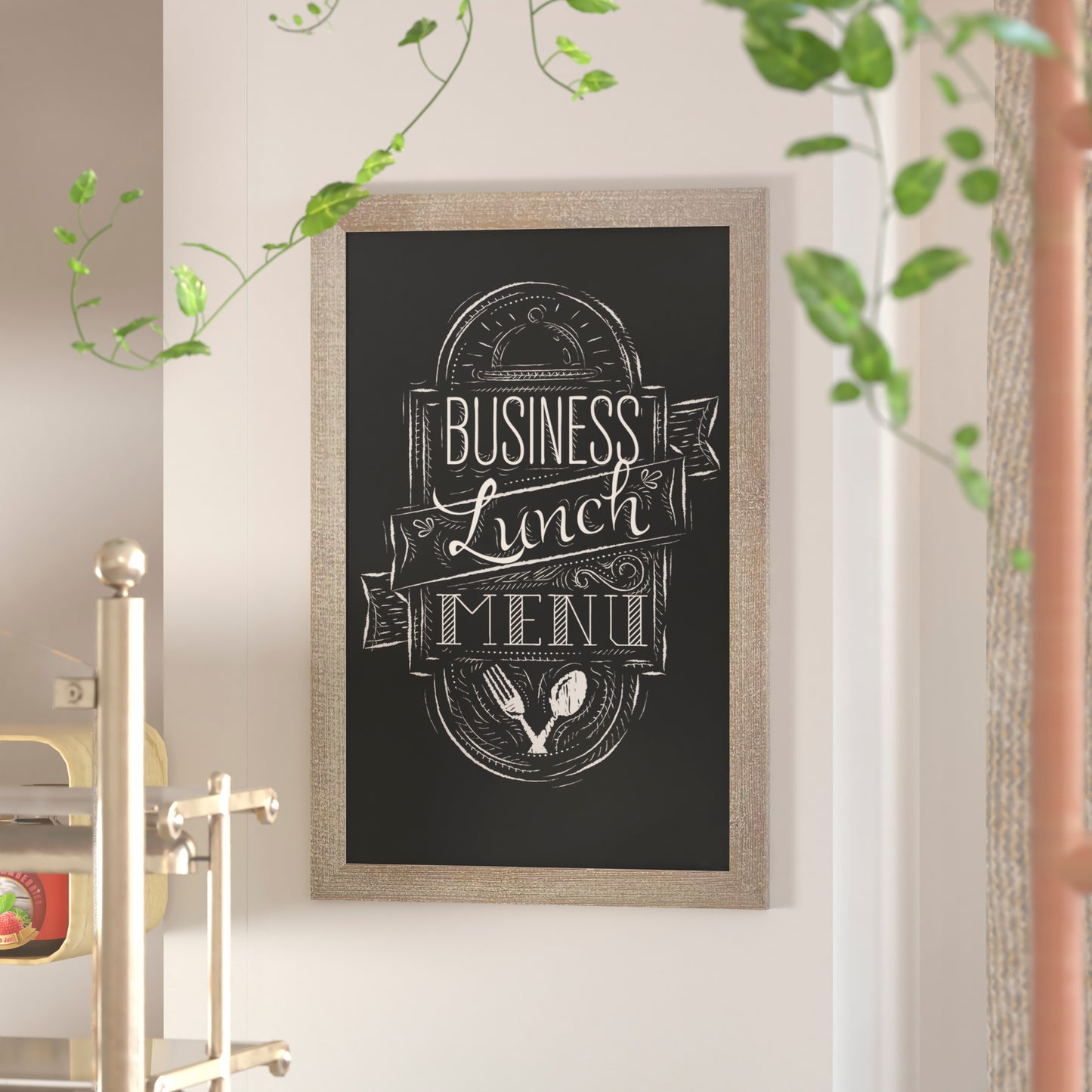 Canterbury 24" x 36" Weathered Wall Mount Magnetic Chalkboard Sign with Eraser, Hanging Wall Chalkboard Memo Board for Home, School, or Business Weathered Brown HGWA-6GD-CRE8-264315-GG