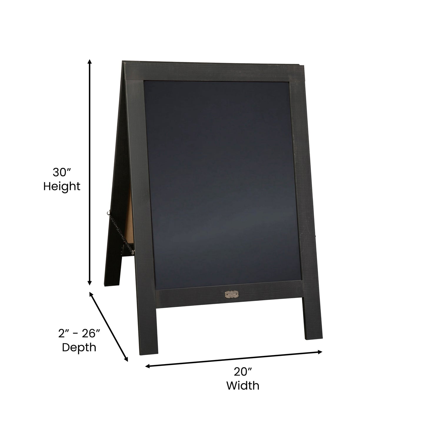 Canterbury 30" x 20" Vintage Wooden A-Frame Magnetic Indoor/Outdoor Chalkboard Sign, Freestanding Double Sided Extra Large Message Board, Black Black