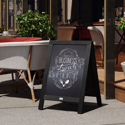Canterbury 30" x 20" Vintage Wooden A-Frame Magnetic Indoor/Outdoor Chalkboard Sign, Freestanding Double Sided Extra Large Message Board, Black Black