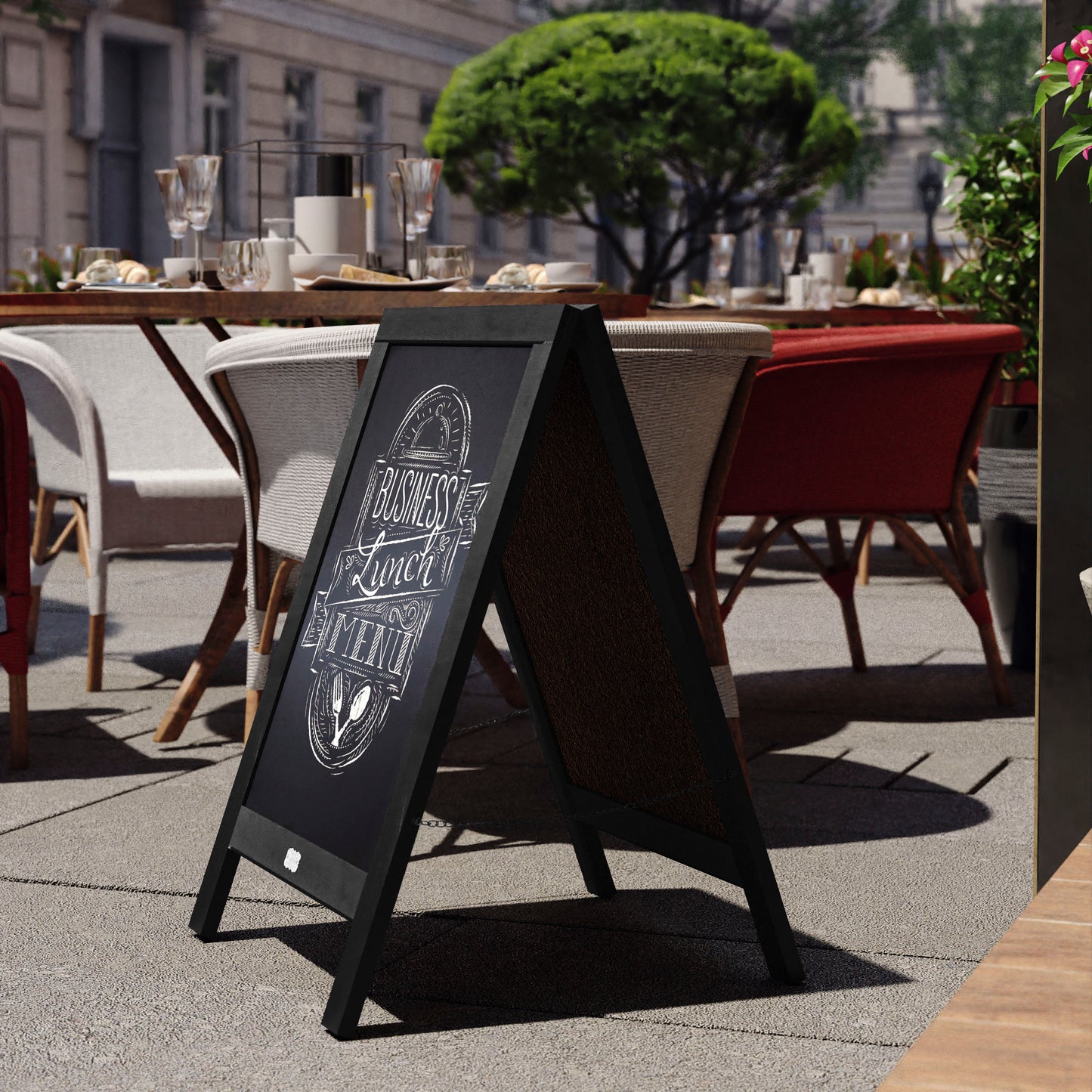 Canterbury 30" x 20" Vintage Wooden A-Frame Magnetic Indoor/Outdoor Chalkboard Sign, Freestanding Double Sided Extra Large Message Board, Black Black