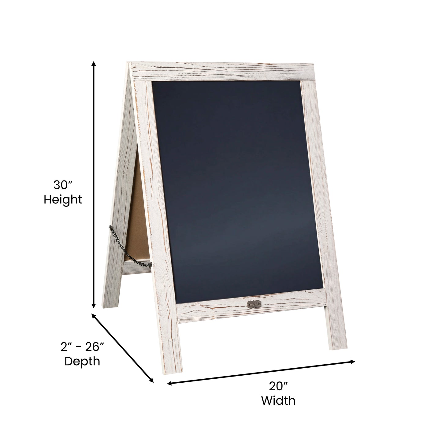 Canterbury 30" x 20" Vintage Wooden A-Frame Magnetic Indoor/Outdoor Chalkboard Sign, Freestanding Double Sided Extra Large Message Board, White Wash White Wash HGWA-CB-3020-WHWSH-GG