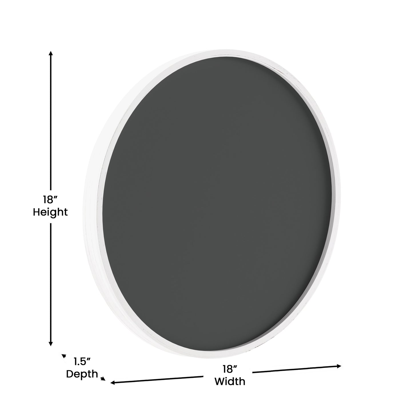 Canterbury 18" Round Wall Mounted Magnetic Chalkboard for Home or Business with Eraser and Chalk in Whitewash Pine Wood Frame White Washed