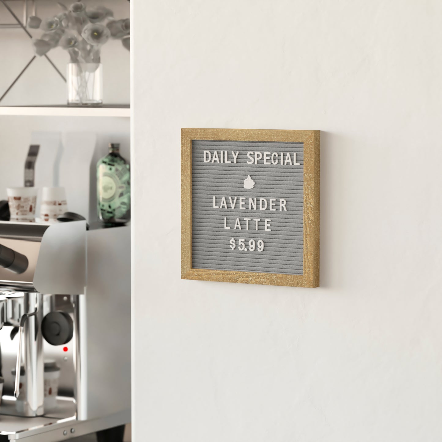 Gracie 10x10 Felt Letter Board with Wooden Frame, 389 PP Letters Including Numbers, Symbols and Icons, Canvas Carrying Case, Weathered Wood/Gray Felt Weathered Wood Frame/Gray Felt