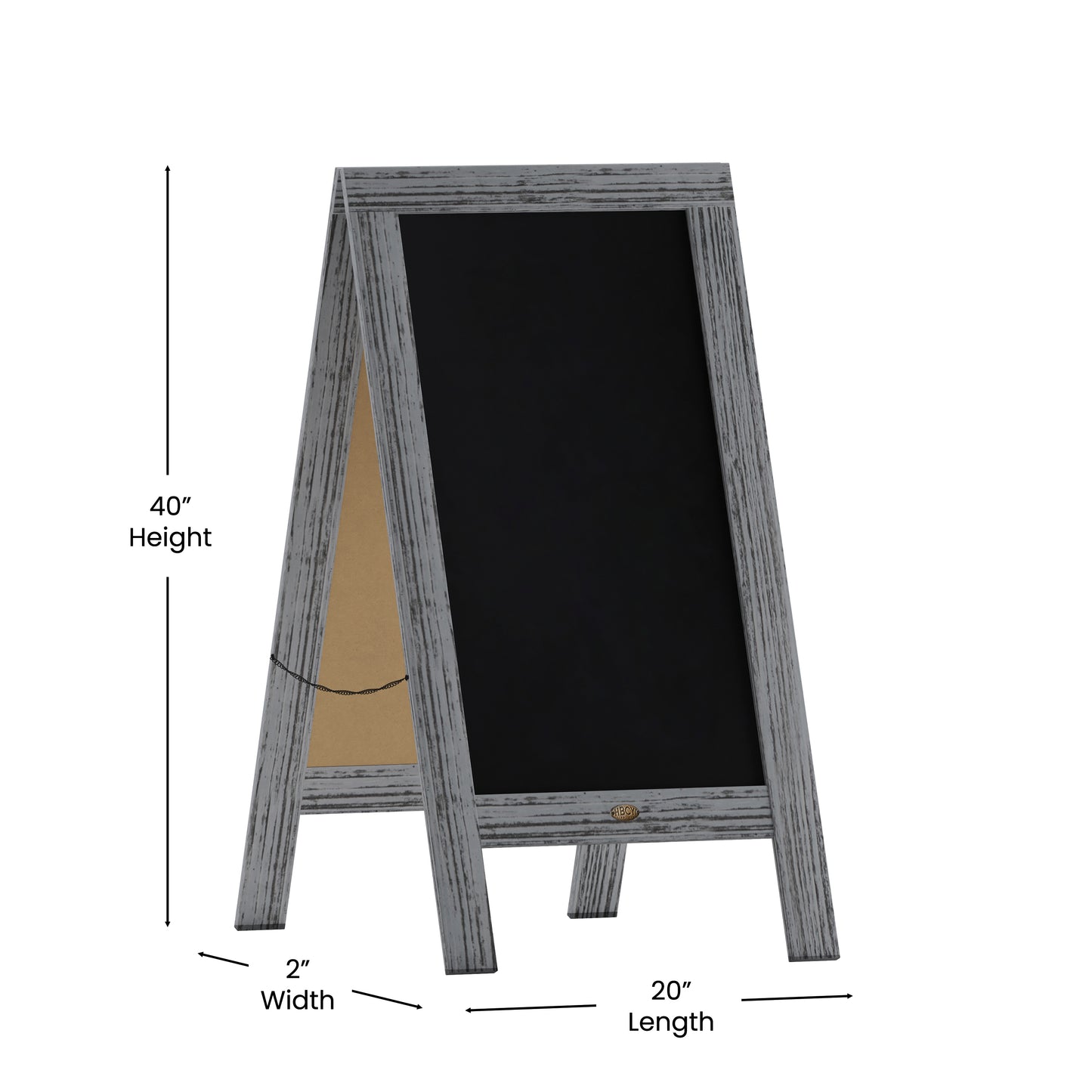 Canterbury 40" x 20" Vintage Wooden A-Frame Magnetic Indoor/Outdoor Chalkboard Sign, Freestanding Double Sided Extra Large Message Board, Graywash Graywash