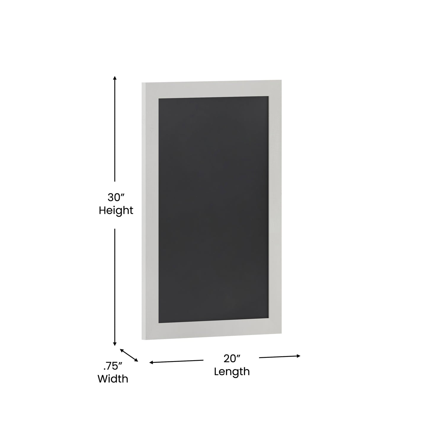 Canterbury 20" x 30" White Wall Mount Magnetic Chalkboard Sign with Eraser, Hanging Wall Chalkboard Memo Board for Home, School, or Business Solid White