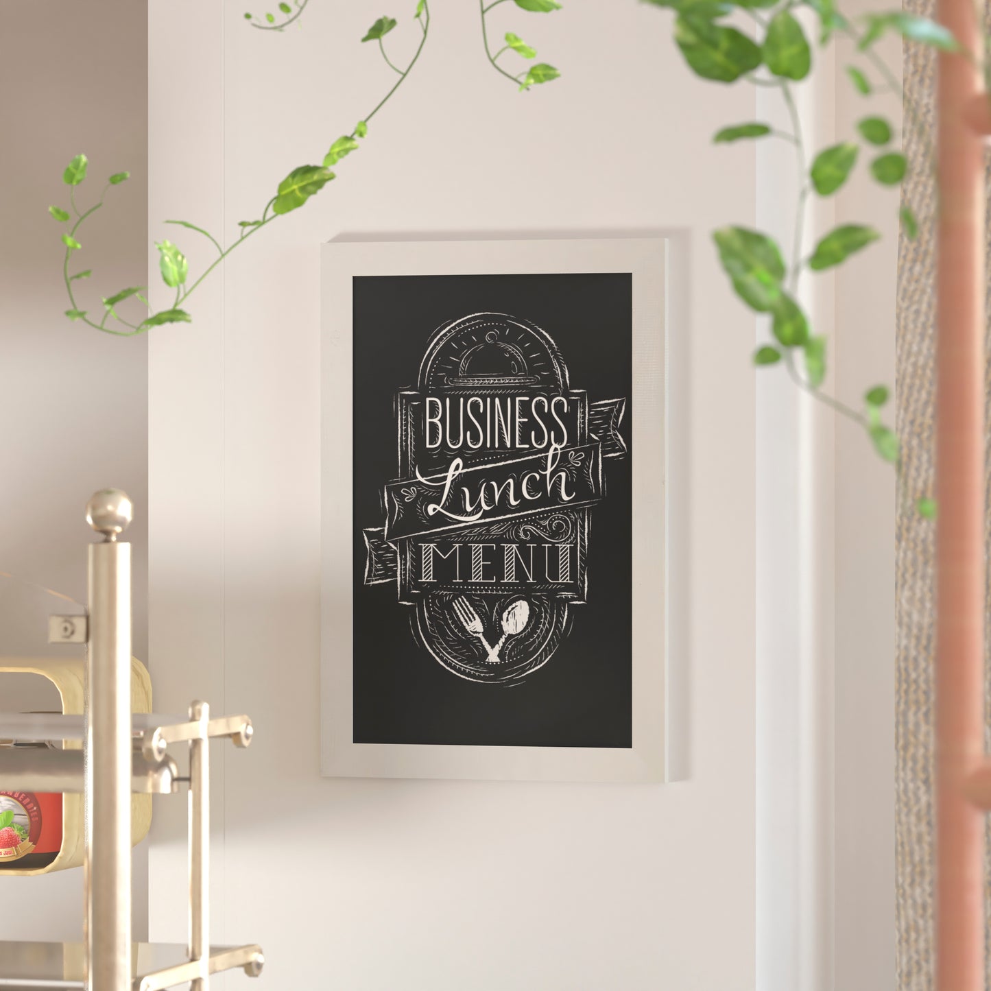 Canterbury 20" x 30" White Wall Mount Magnetic Chalkboard Sign with Eraser, Hanging Wall Chalkboard Memo Board for Home, School, or Business Solid White