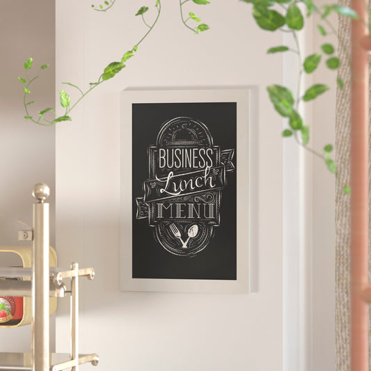 Canterbury 20" x 30" White Wall Mount Magnetic Chalkboard Sign with Eraser, Hanging Wall Chalkboard Memo Board for Home, School, or Business Solid White